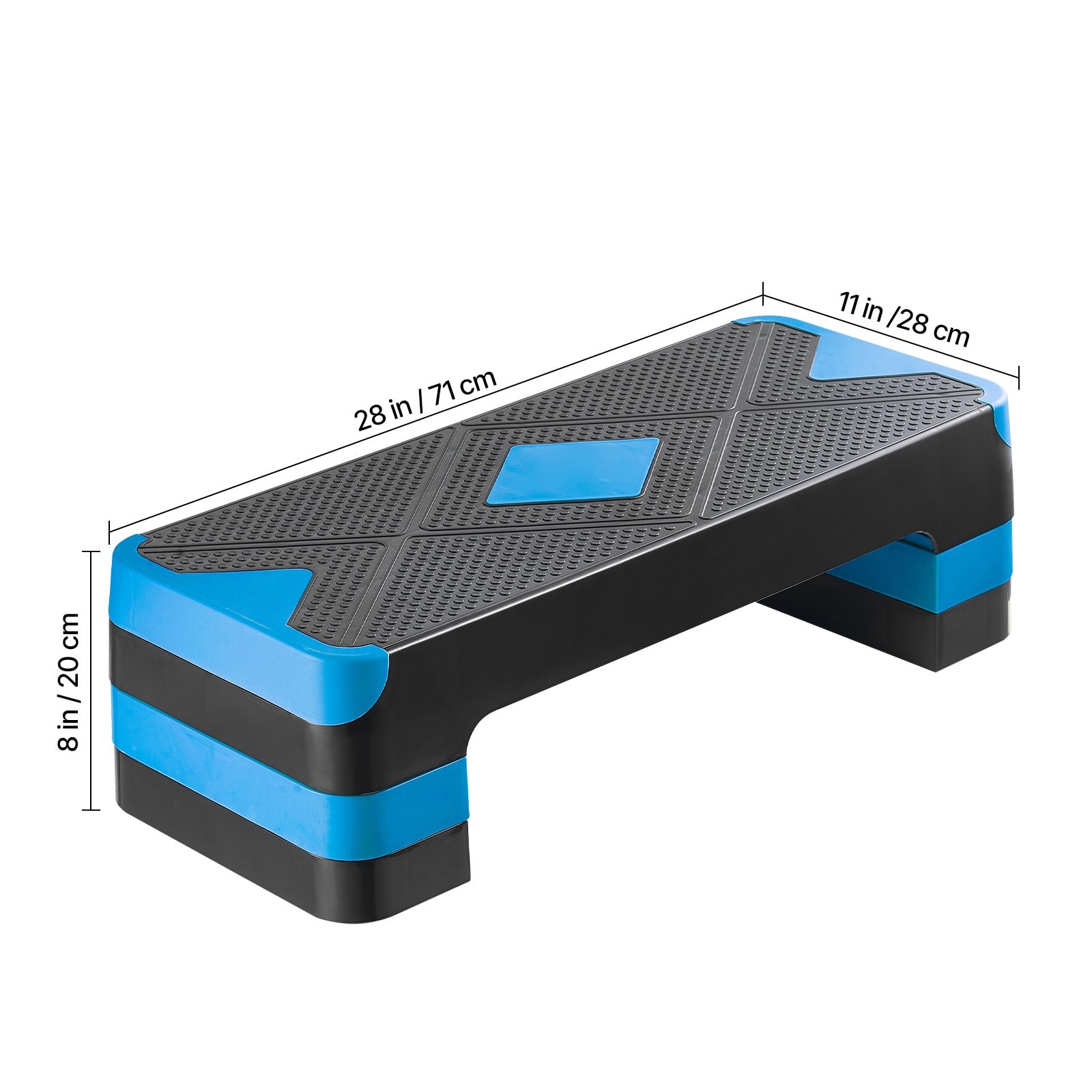 Aerobic Exercise Step Platform Height Adjustable Workout Stepper 4 Riser Blue_voghion.com